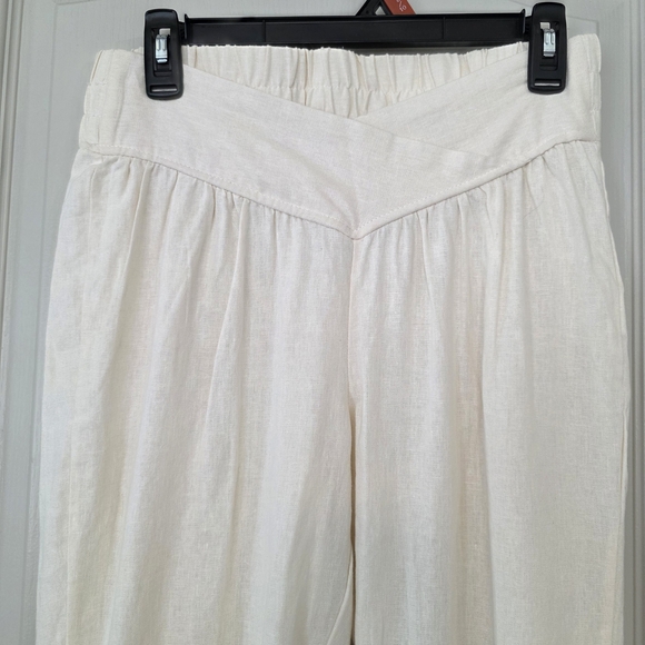 Linen Blend Elastic Waist Jogger Pants - Picture 2 of 7